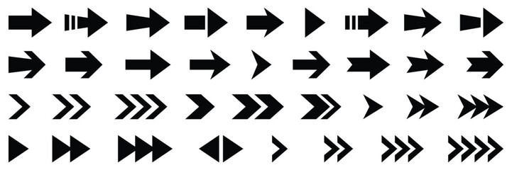 Arrow icon set. Arrows vector collection. Arrow. Black arrows icons. Cursor. Different arrow signs. Direction symbols - vector illustration