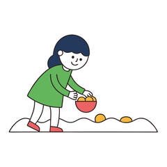 a beautiful girl kid collecting seashells