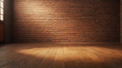 light orange empty wall brick and wood floor