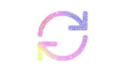 Icon sync is made up of LED square shapes. There are bright diodes and there are black dead diodes