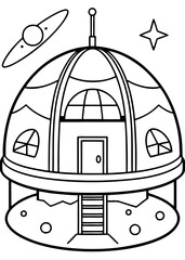 mars habitat design and the home you live in Mars mission Line Art coloring book vector design