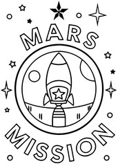 Mars mission Line Art coloring book design your mars poster mars mission succeed  