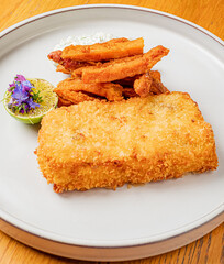 fried fish with sweet potato fries