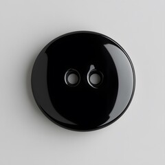 Black Glossy Button Isolated on Light Background