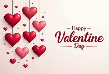 A romantic Valentine's Day card with red and pink hearts and a Happy Valentine's Day message.