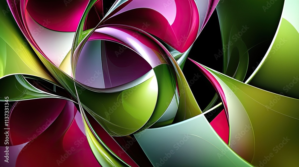 Aufkleber this abstract image showcases a modern geometric design featuring green and magenta shapes arranged 