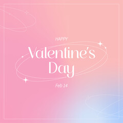 Valentine day greeting card with valentine day typography on pink gradient background. Vector illustration for greeting card, poster and social media.