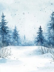 Fototapeta premium Winter background vector. Hand painted watercolor drawing for Christmas. and Happy New Year season. Background design for invitation, cards, social post, ad, cover, sale banner and invitation.