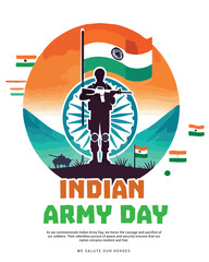 Indian Army Day Celebration with Indian soldier Social media post template banner
