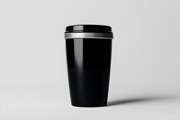 Black Coffee Cup on a Minimalist Background Perfect for Showcasing Beverages and Drinkware in Modern Design Projects