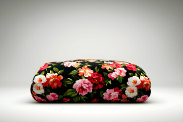 Plush Cushion with Colorful Floral Design on a Dark Background Perfect for Home Decor and Interior Styling