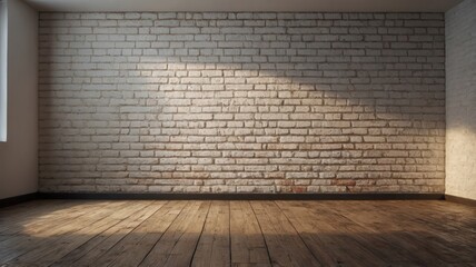 light white empty wall brick and wood floor