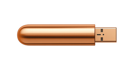 Sleek copper USB drive on a black background showcasing modern technology. transparent background