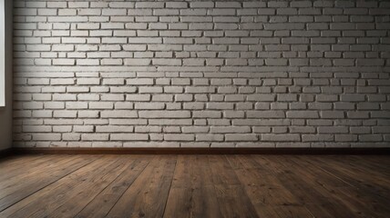 light white empty wall brick and wood floor