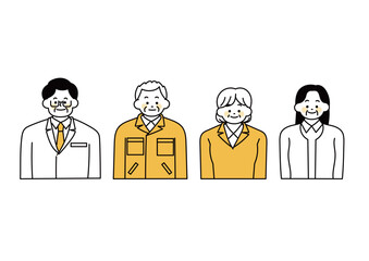 中年男性と女性の上半身のイラストセット