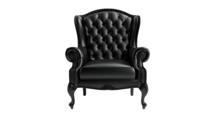 Black armchair on a transparent background. isolated background.