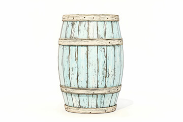 Fototapeta premium Vintage Wooden Barrel with Light Blue Finish and Rustic Design for Decor and Storage Solutions
