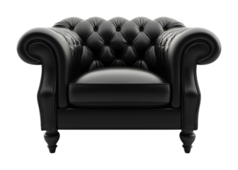 Black armchair on a transparent background. isolated background.