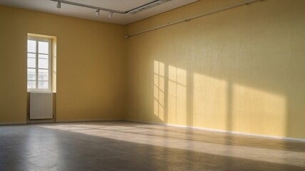 Fototapeta premium light yellow empty wall and smooth floor_