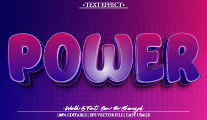 Power Vector Text Effect Editable Alphabet  Retro Funny Super Purple Blue