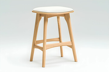 Modern wooden stool with cushioned seat and minimalist design for contemporary interior spaces