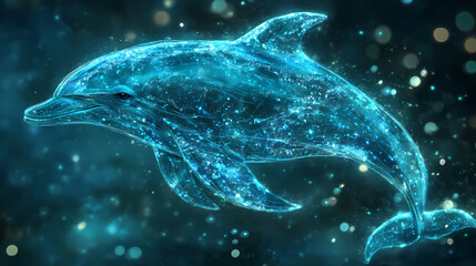 Fototapeta premium Aquamarine dolphin a dolphin with skin that shimmers like a gems. Beryl. Illustration