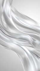 Naklejka premium Sleek silver and white flowing fabric creates smooth, elegant texture. metallic sheen adds modern touch, perfect for backgrounds or design elements