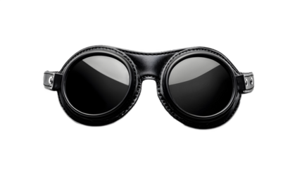 Black gorgeous biker goggles on a transparent background. isolated background.