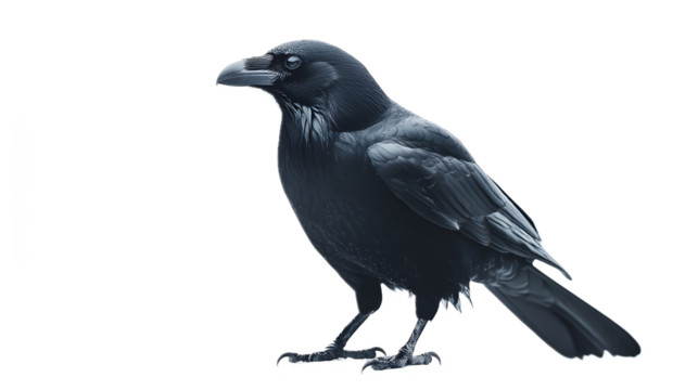 Black crow on a transparent background. isolated background.