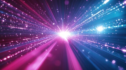 Naklejka premium Abstract representation of light rays and particles in vibrant colors.