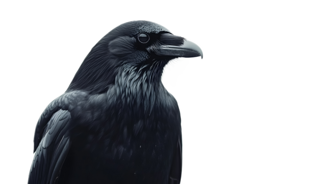 Black crow on a transparent background. isolated background.