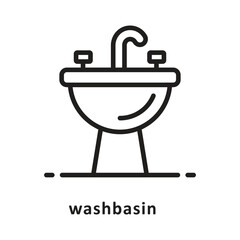 washbasin Vector Outline Icon. Eps 10 File