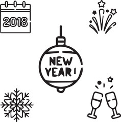 New Year 2025 icon symbol 5 icon set