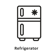 Refrigerator Vector Outline Icon. Eps 10 File