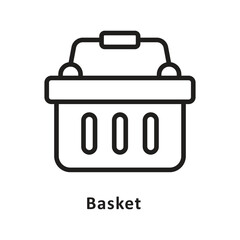 Basket Vector Outline Icon. Eps 10 File