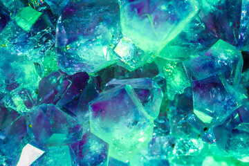Aquamarine crystal mineral stone. Gems. Mineral crystals in the natural environment. Texture of precious and semiprecious stones. shiny surface of precious stone