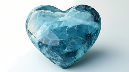 Fototapeta premium An aquamarine heart on a white background. Beryl. Illustration