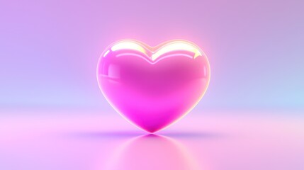 Softly glowing pink heart glyph with reflections, placed on a pastel gradient backdrop.