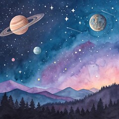 Naklejka premium Space painting for canvas