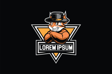 Cute chipmunk wearing a cowboy hat Animal cartoon character vector logo template