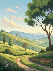 landscape illustration for canvas painting 