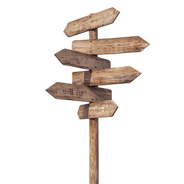 Naklejki wooden road directional signpost isolated on white background