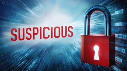 Suspicious Activity Detected: A Digital Lock Symbolizing Cybersecurity Threats and Data Protection.