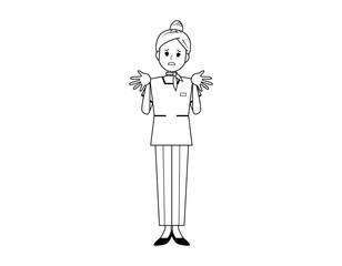 パンツスタイルで接客する女性のイラスト　美容アドバイススタッフ