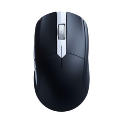 A black wireless mouse isolated on Transparent background.
