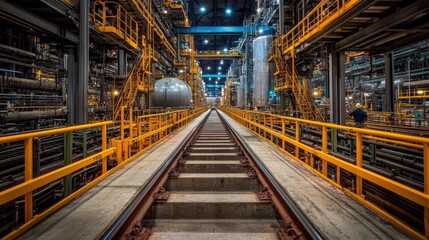 Industrial Rail Track in Factory