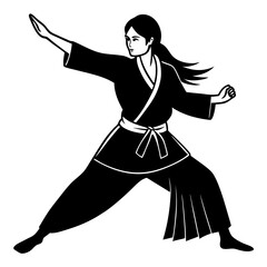 a woman is playing aikido