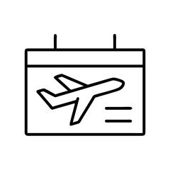 flight departure board icon, world tourism day line art, tourism icon - simple black line art icon of flight departure board, for world tourism daycelebrations. tourism vector art.