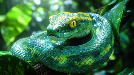 Fototapeta premium A fierce green snake