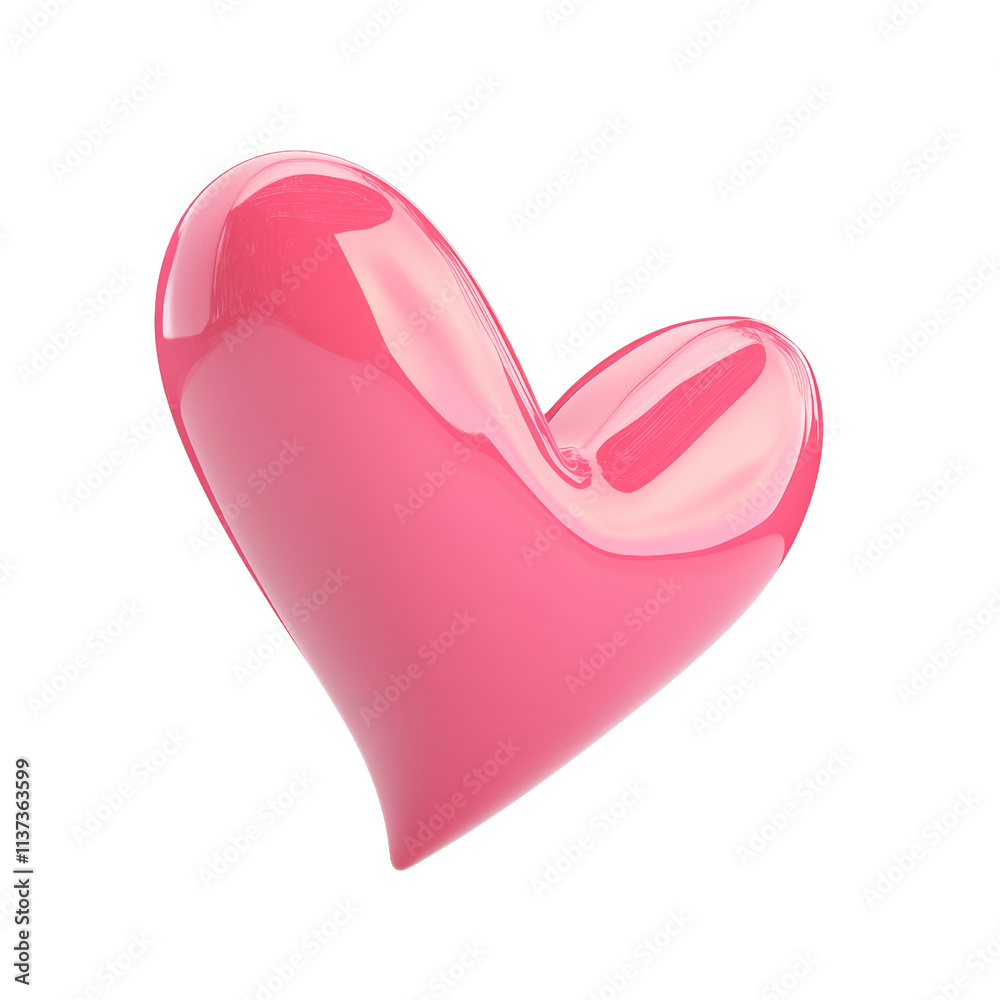 Poster flying pink heart-shaped 3d render icon isolated on transparent background